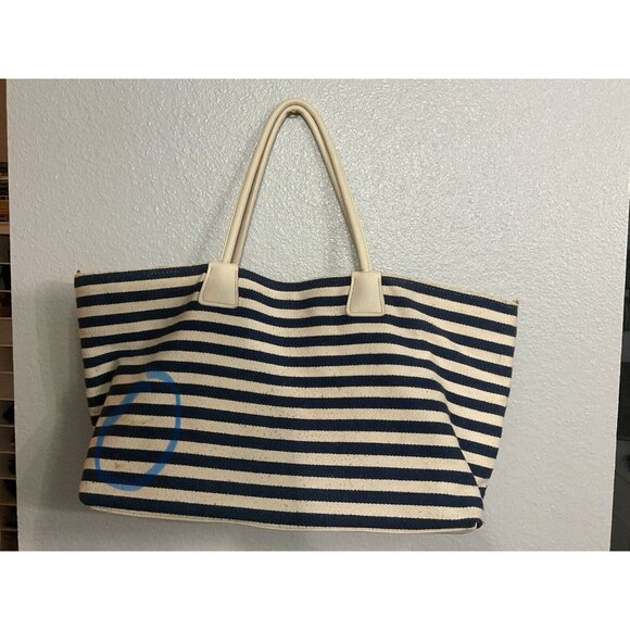 Cecil McBee Striped Canvas Beach Tote - 17x12 - Some Light Staining- See Photos - Picture 5 of 6